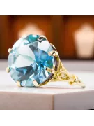 Anneau Aigue-marine Or jaune 14 carats Style vintage vrc073y